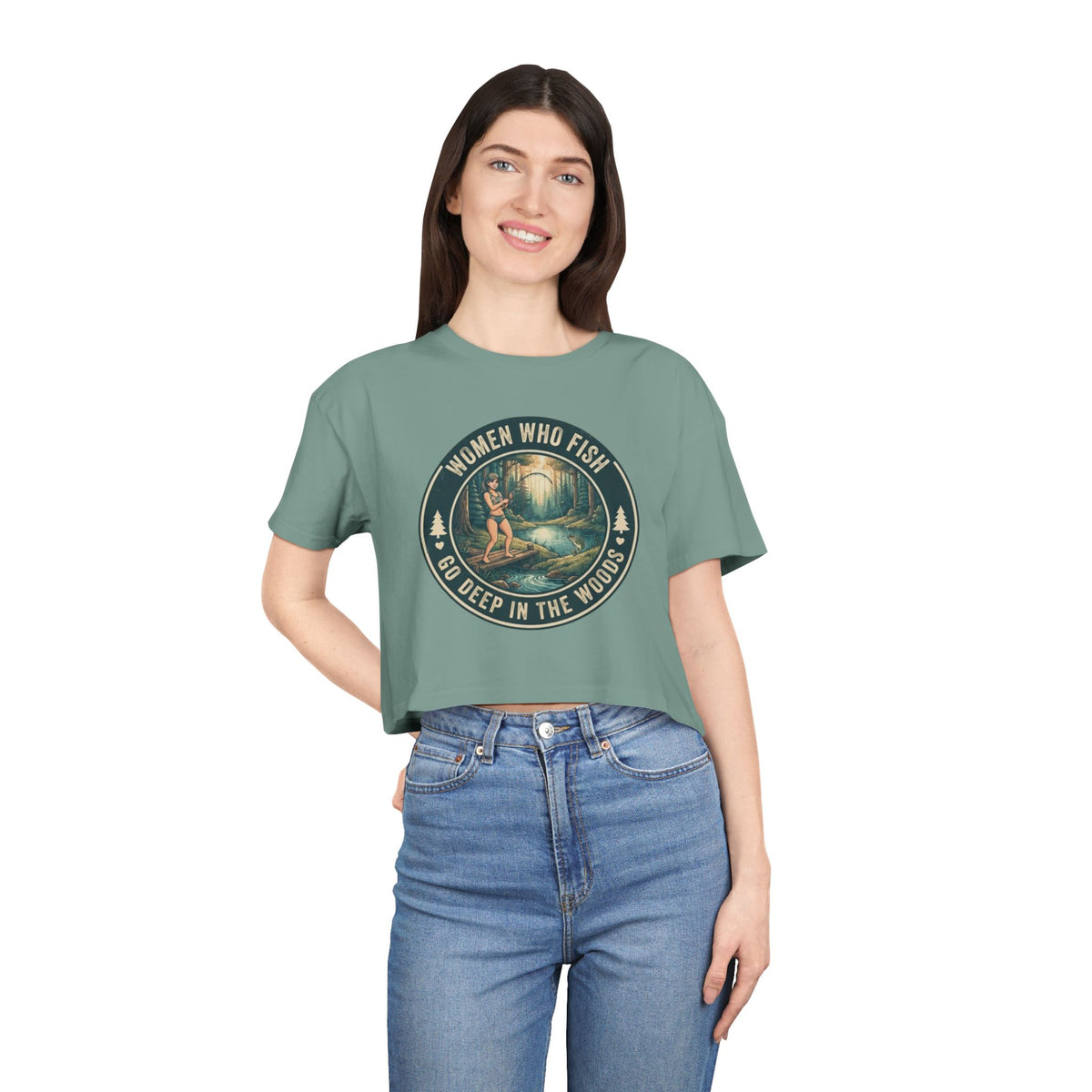 Women Go Deep in the Woods Women's Crop Tee