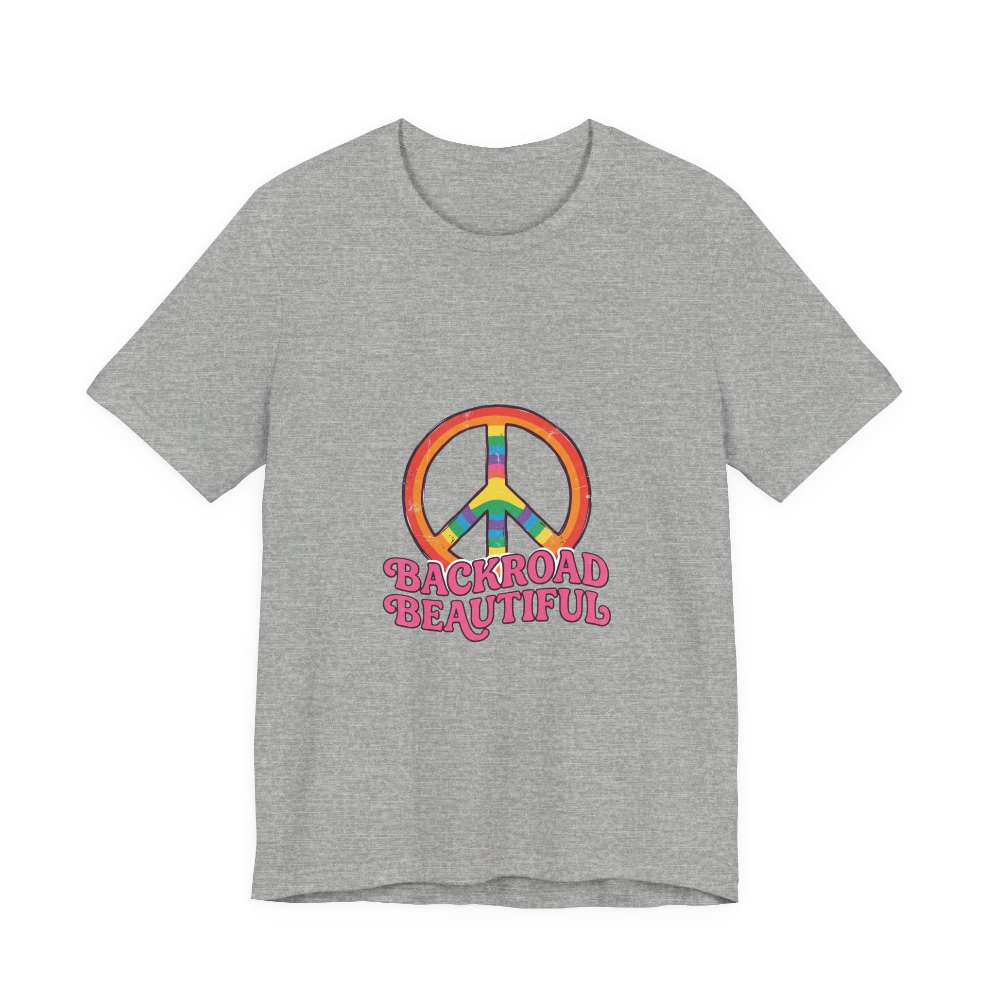 Backroad Beautiful Peace Sign Tee — Retro Rainbow Graphic T-Shirt