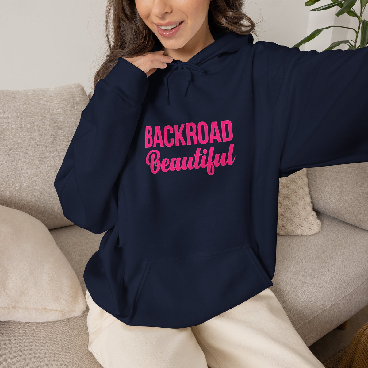 Backroad Beautiful Hoodie - Pink Script Pullover