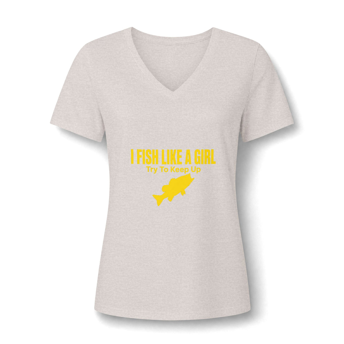 Fish Like a Girl Women's Relaxed Heather CVC V-Neck Tee