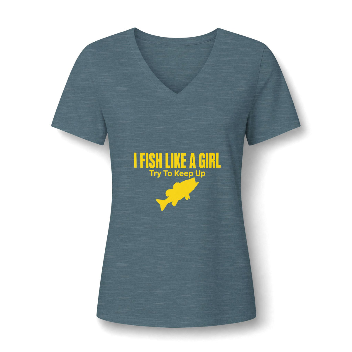 Fish Like a Girl Women's Relaxed Heather CVC V-Neck Tee