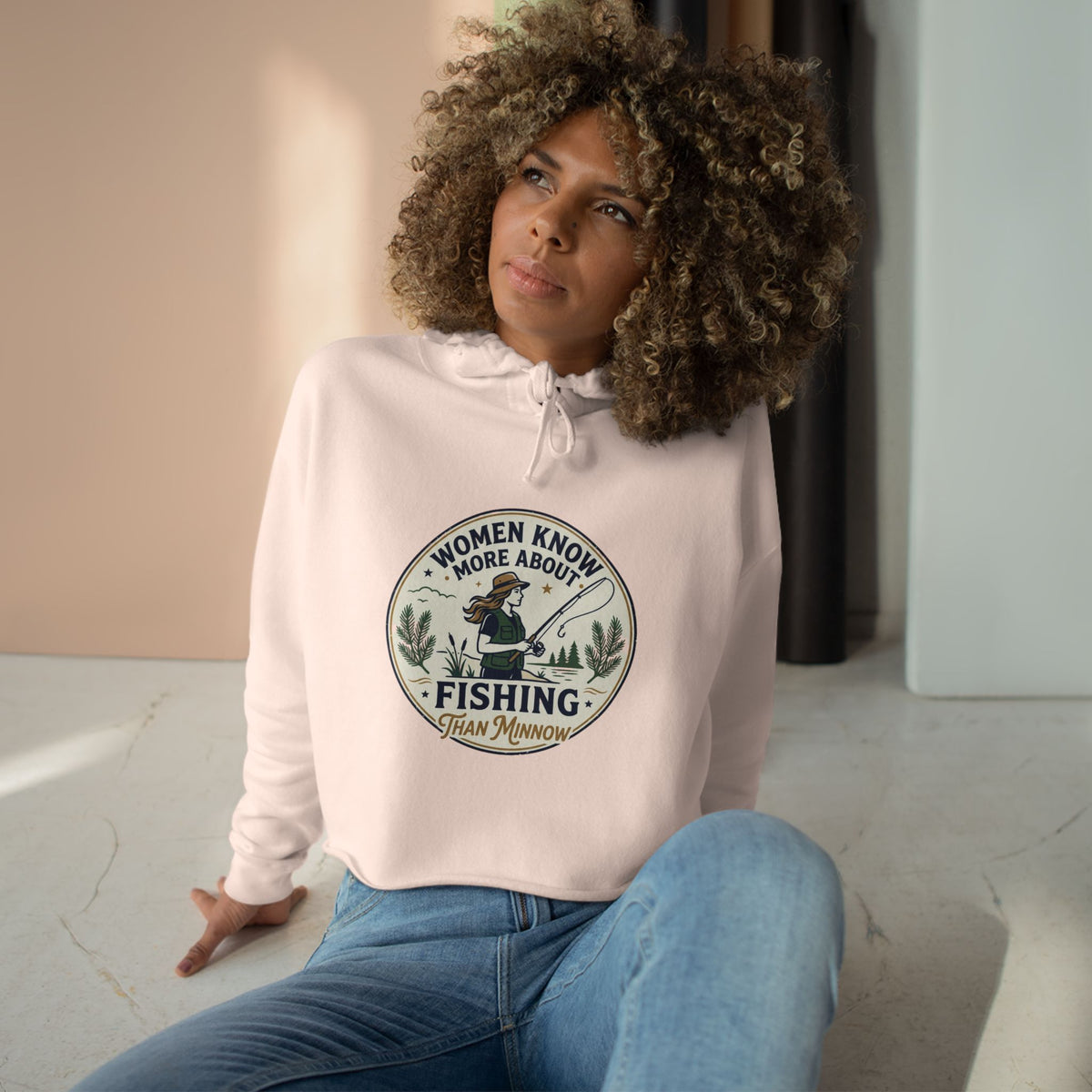 Women Know More Than Minnow Crop Hoodie