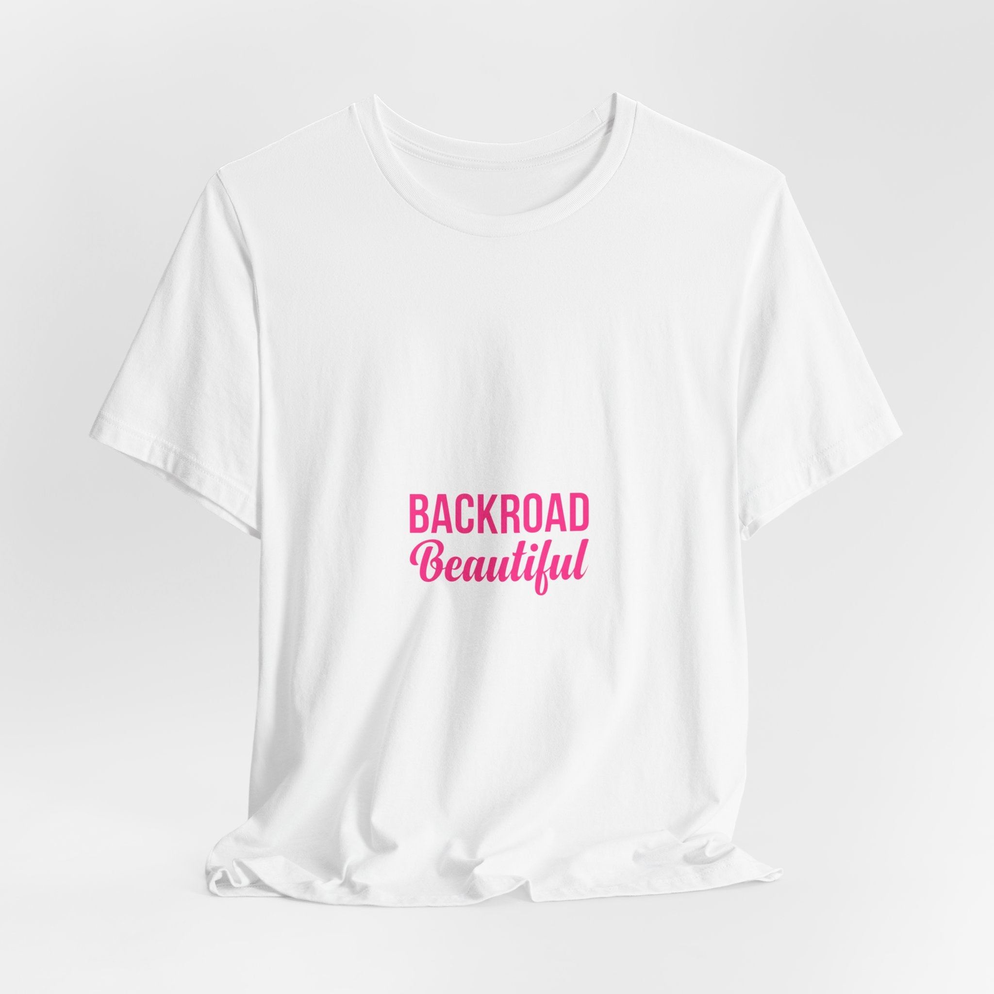 Backroad Beautiful Tee — Pink Script Graphic T‑Shirt
