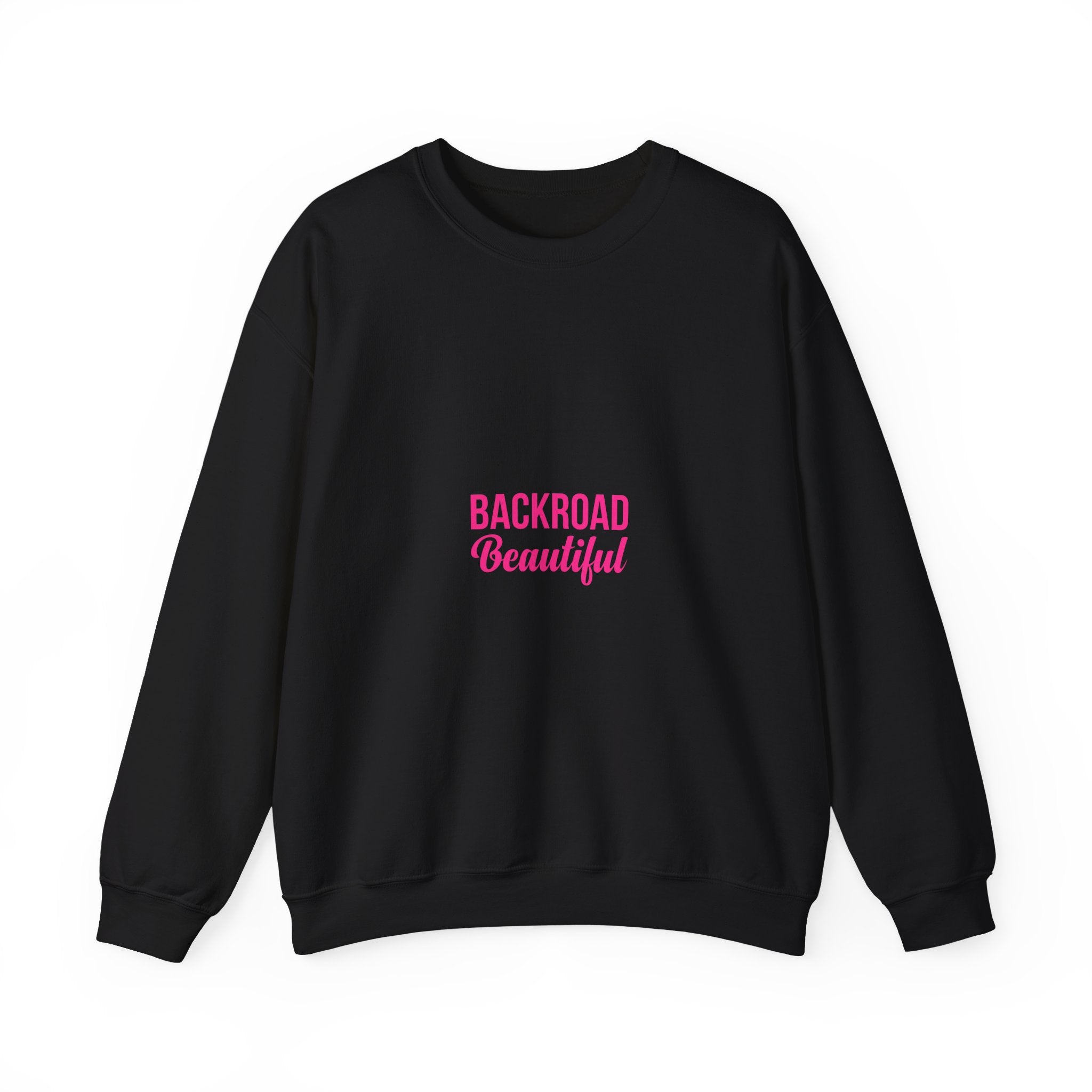 Crewneck Sweatshirt — "Backroad Beautiful" Pink Script Cozy Pullover