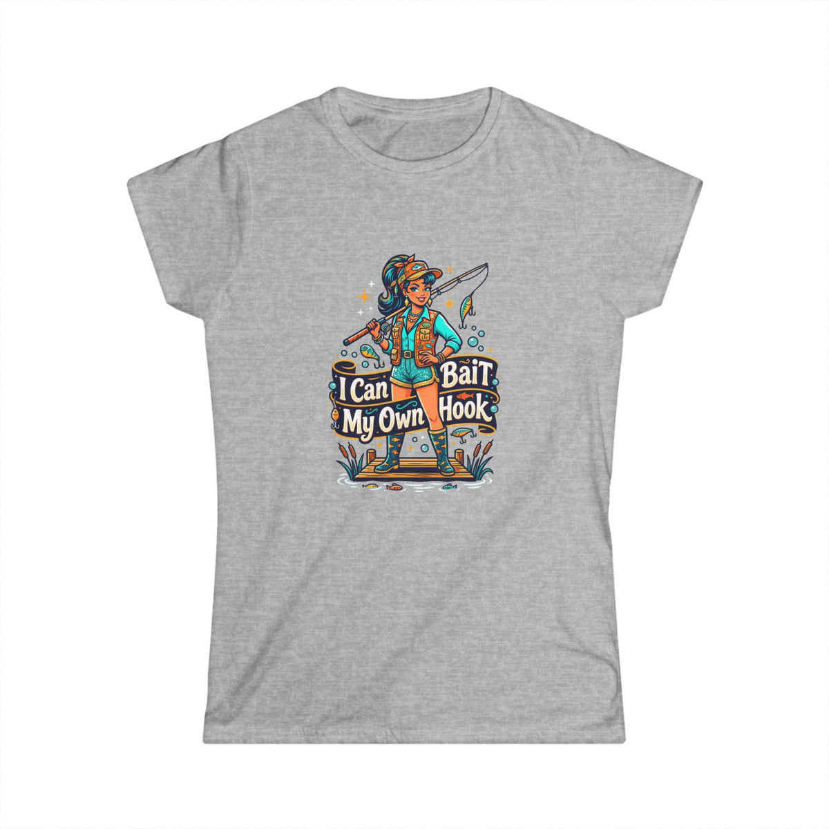 I can bait my own hook Women's Softstyle Tee
