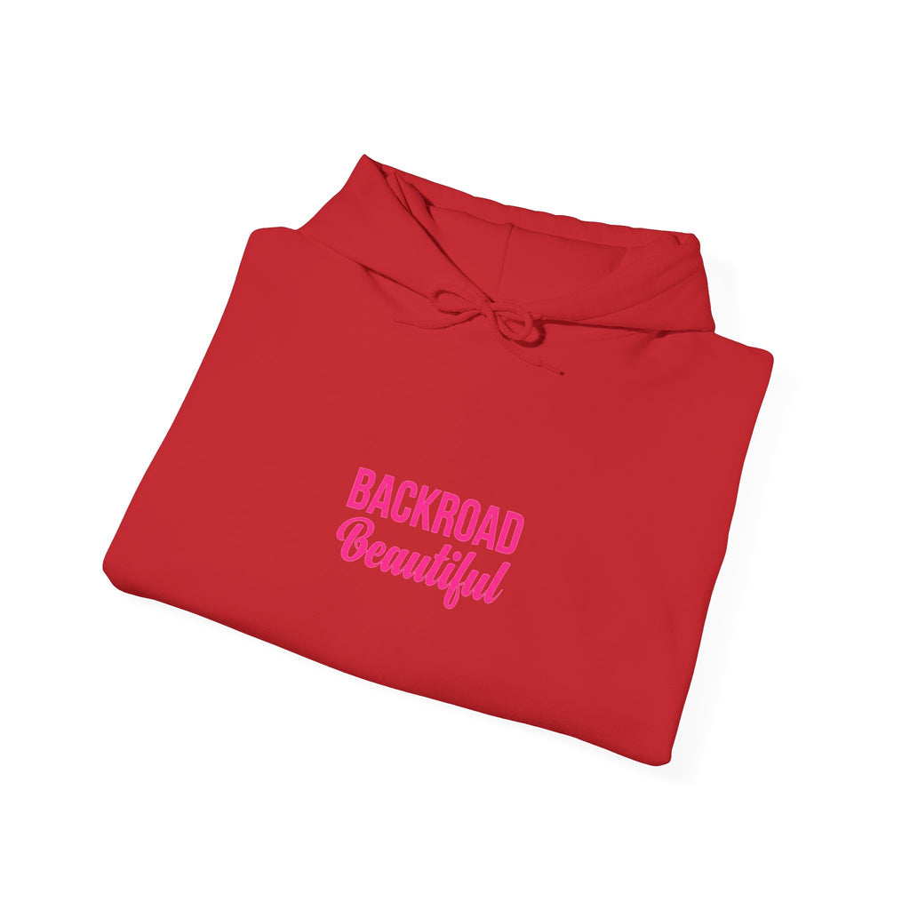 Backroad Beautiful Hoodie — Pink Script Graphic Hooded Sweatshirt