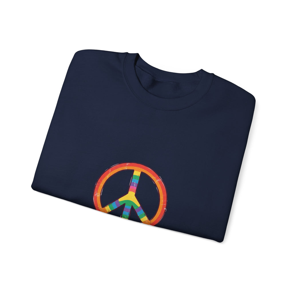 Backroad Beautiful Peace Sign Sweatshirt - Retro Rainbow Crewneck