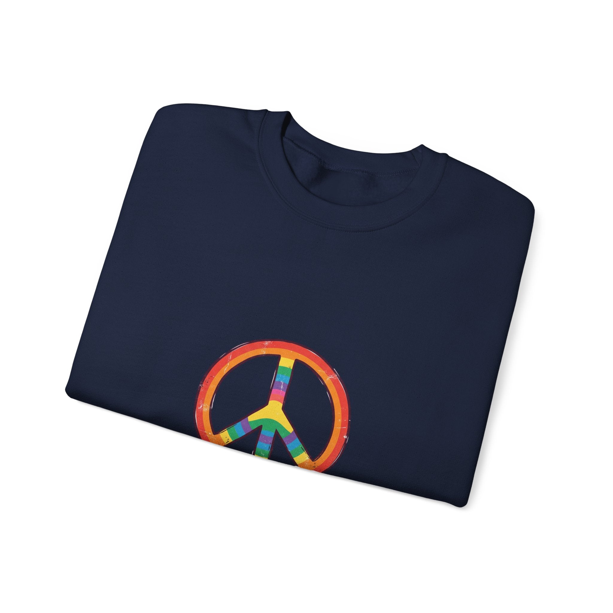 Backroad Beautiful Peace Sign Sweatshirt - Retro Rainbow Crewneck