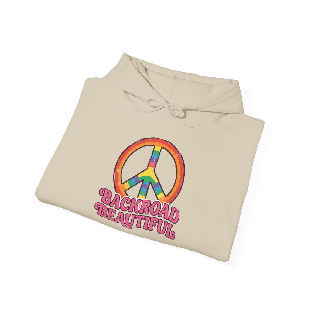 Peace Sign "Backroad Beautiful" Hoodie - Retro Rainbow Hippie Pullover