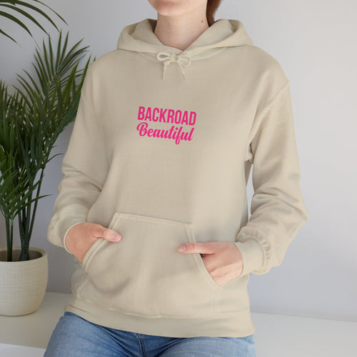 Backroad Beautiful Hoodie — Pink Script Graphic Hooded Sweatshirt