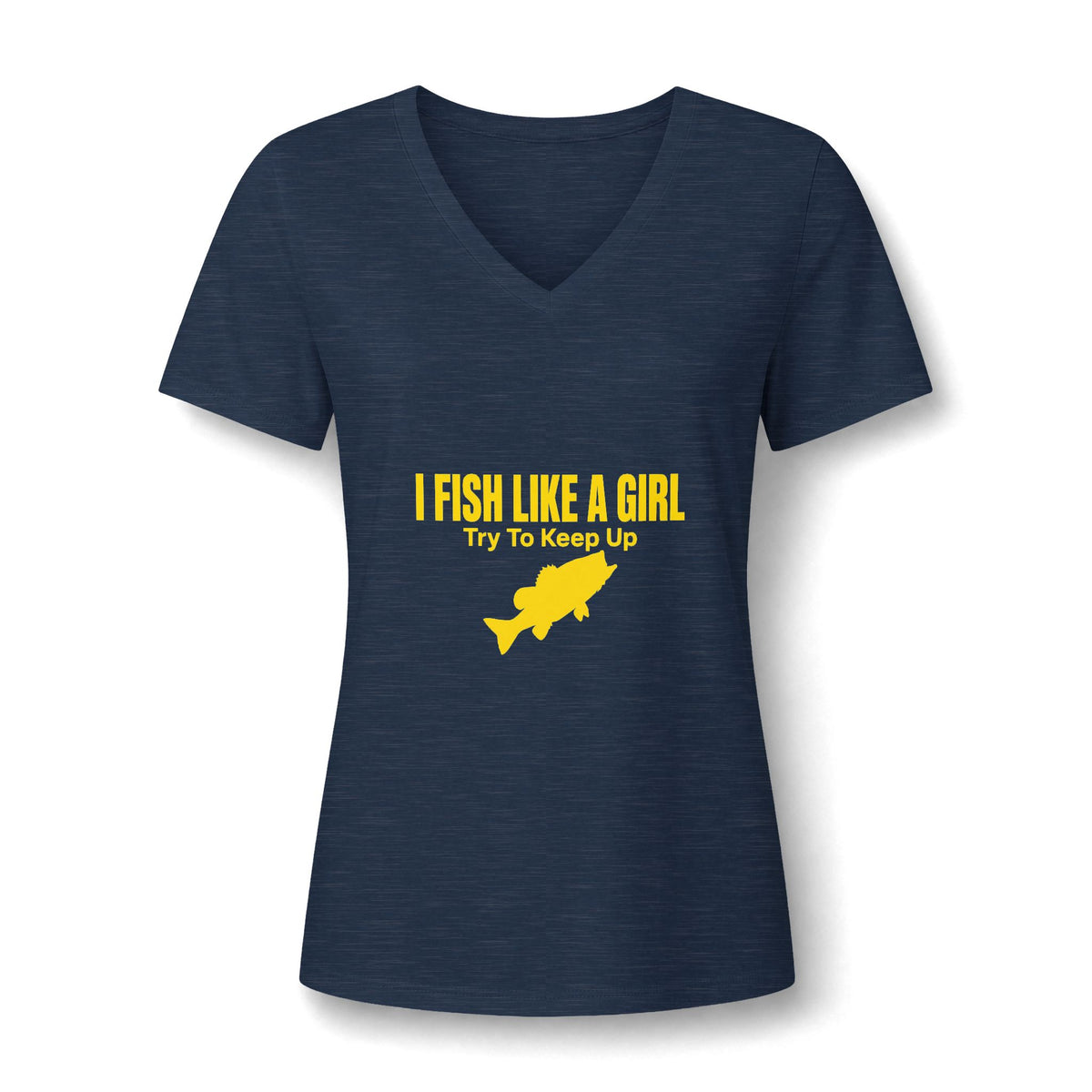 Fish Like a Girl Women's Relaxed Heather CVC V-Neck Tee