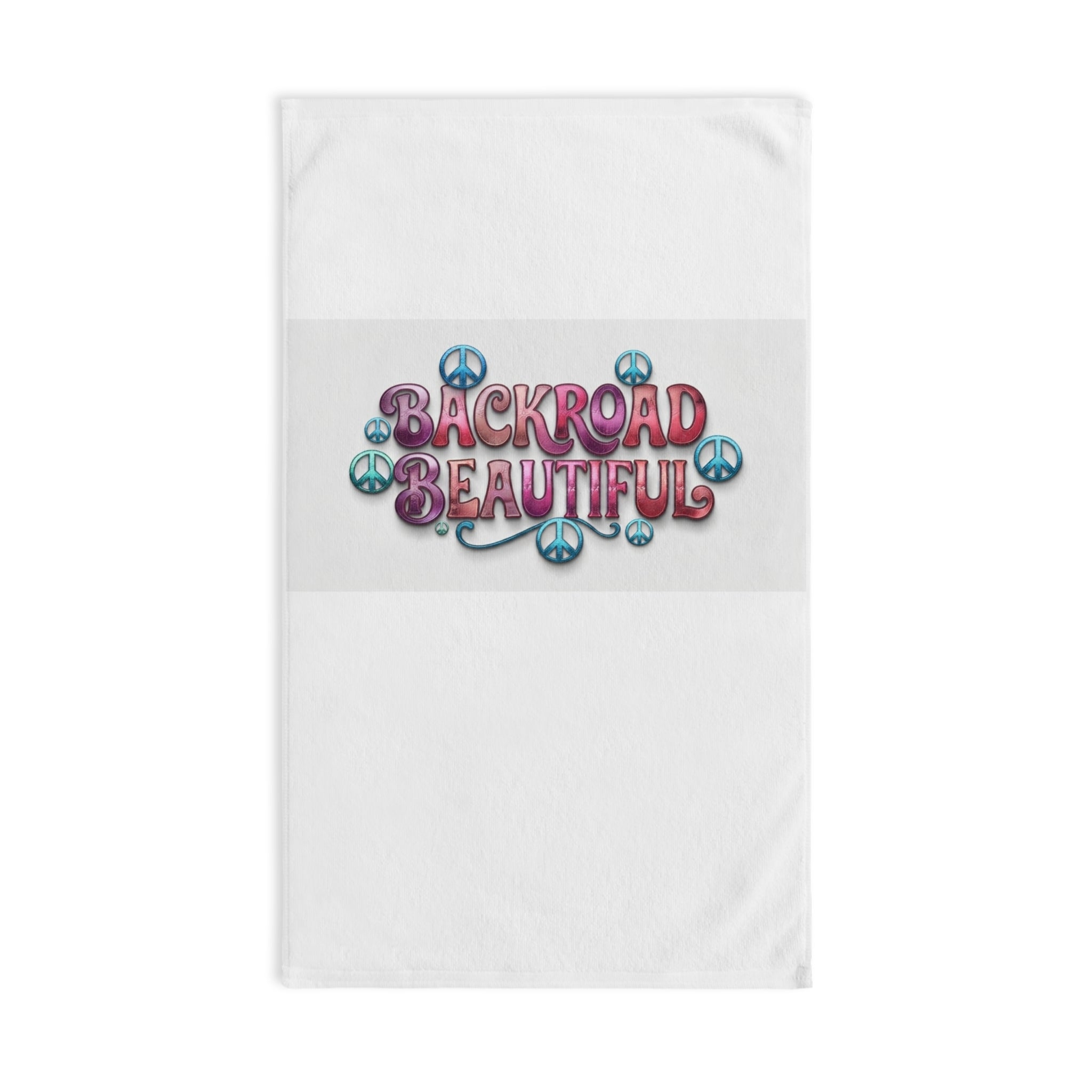 Backroad Beautiful Hand Towel — Retro Peace Sign Kitchen & Bathroom Linen