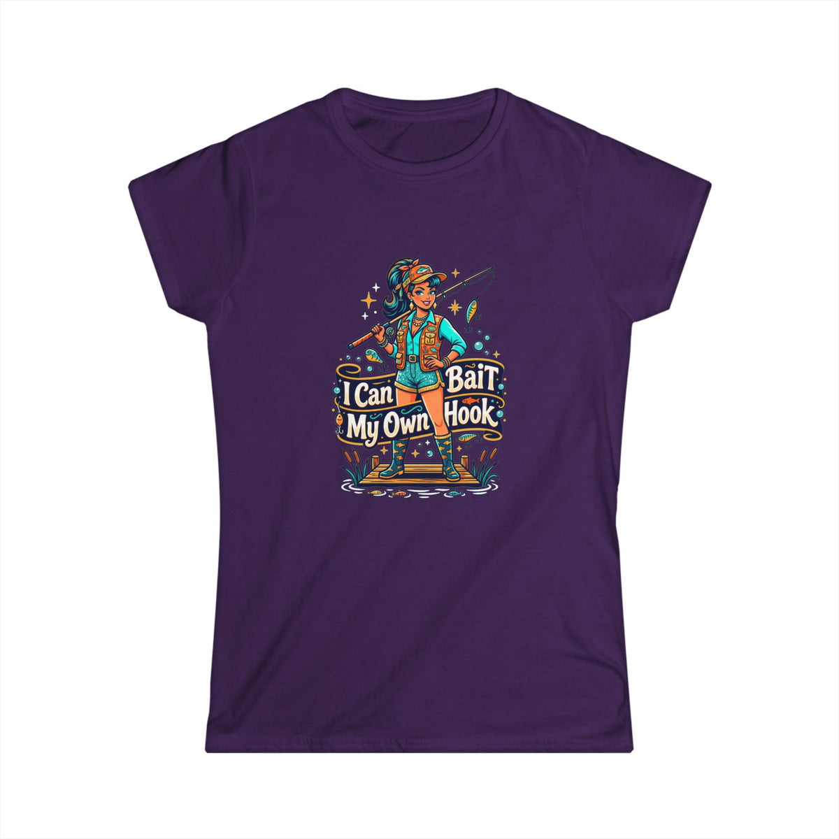 I can bait my own hook Women's Softstyle Tee