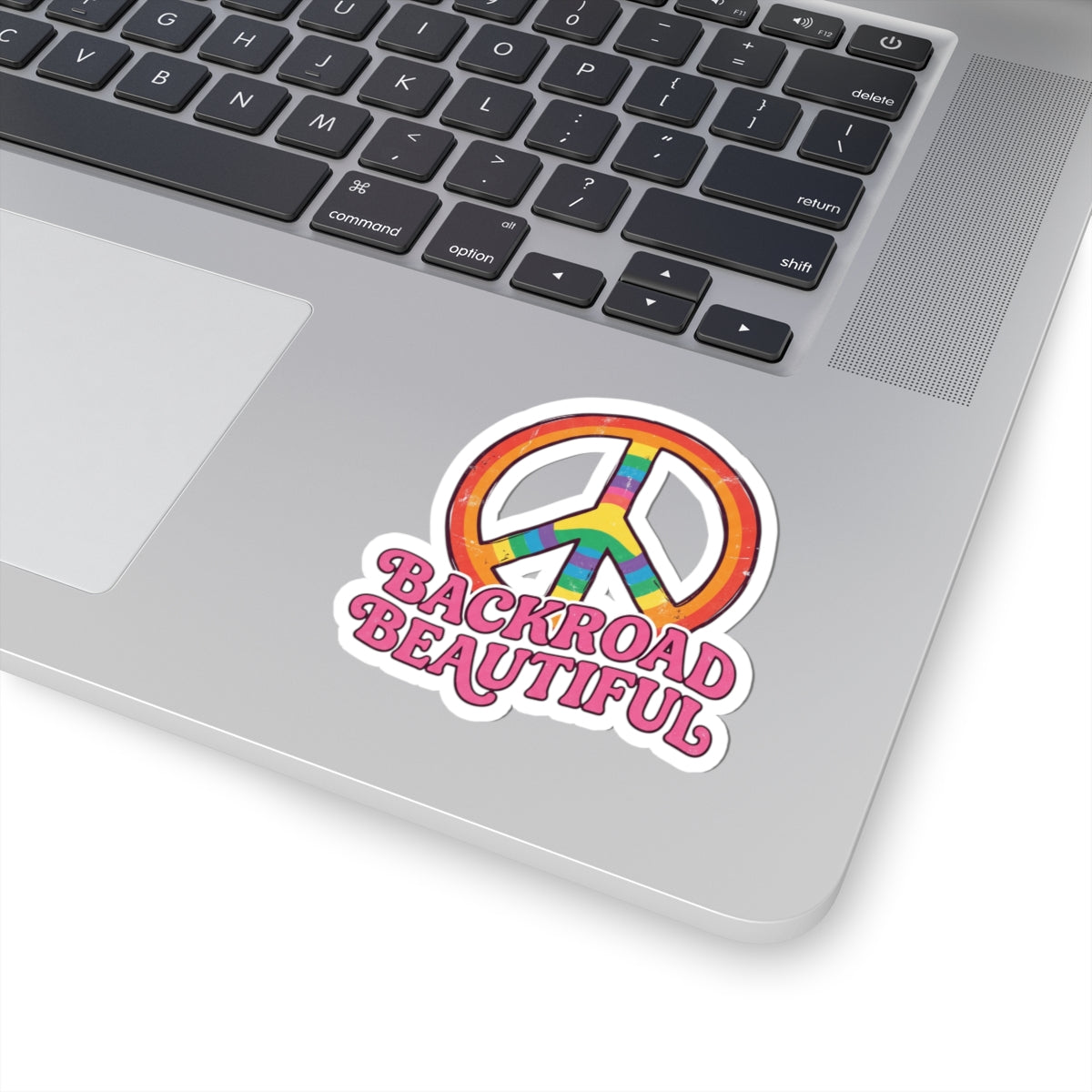 Backroad Beautiful Peace Sign Sticker — Rainbow Kiss-Cut Vinyl