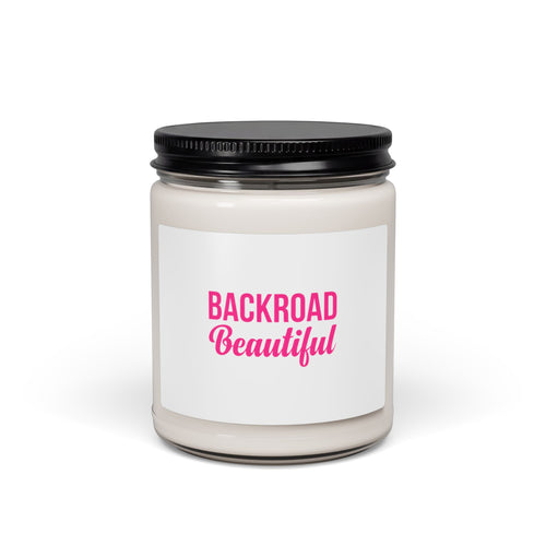 Backroad Beautiful Scented Soy Candle — 9oz Travel Vibe, Pink Typography