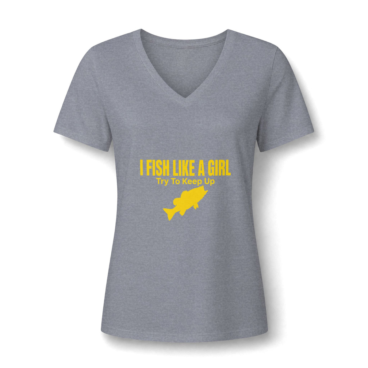 Fish Like a Girl Women's Relaxed Heather CVC V-Neck Tee