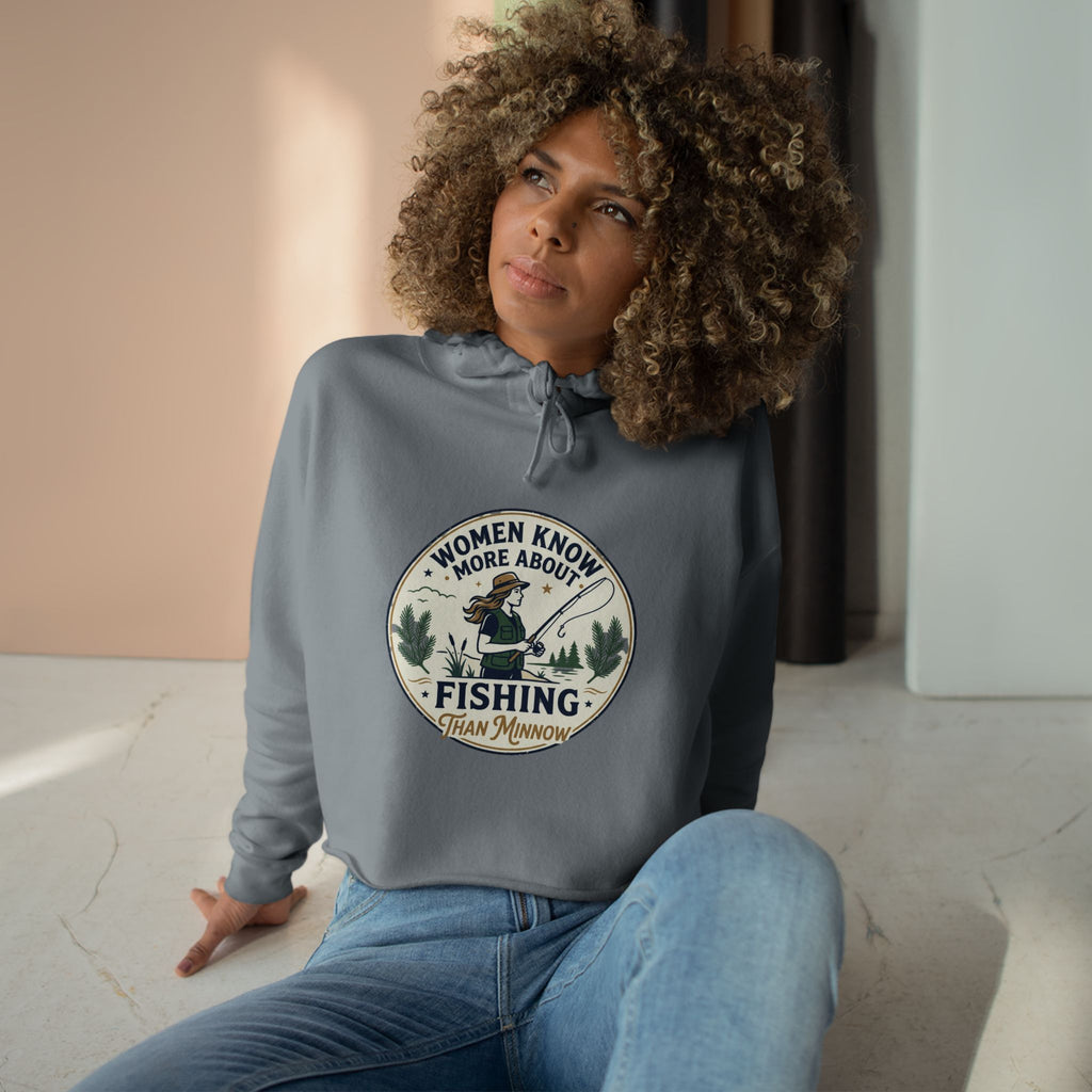 Women Know More Than Minnow Crop Hoodie