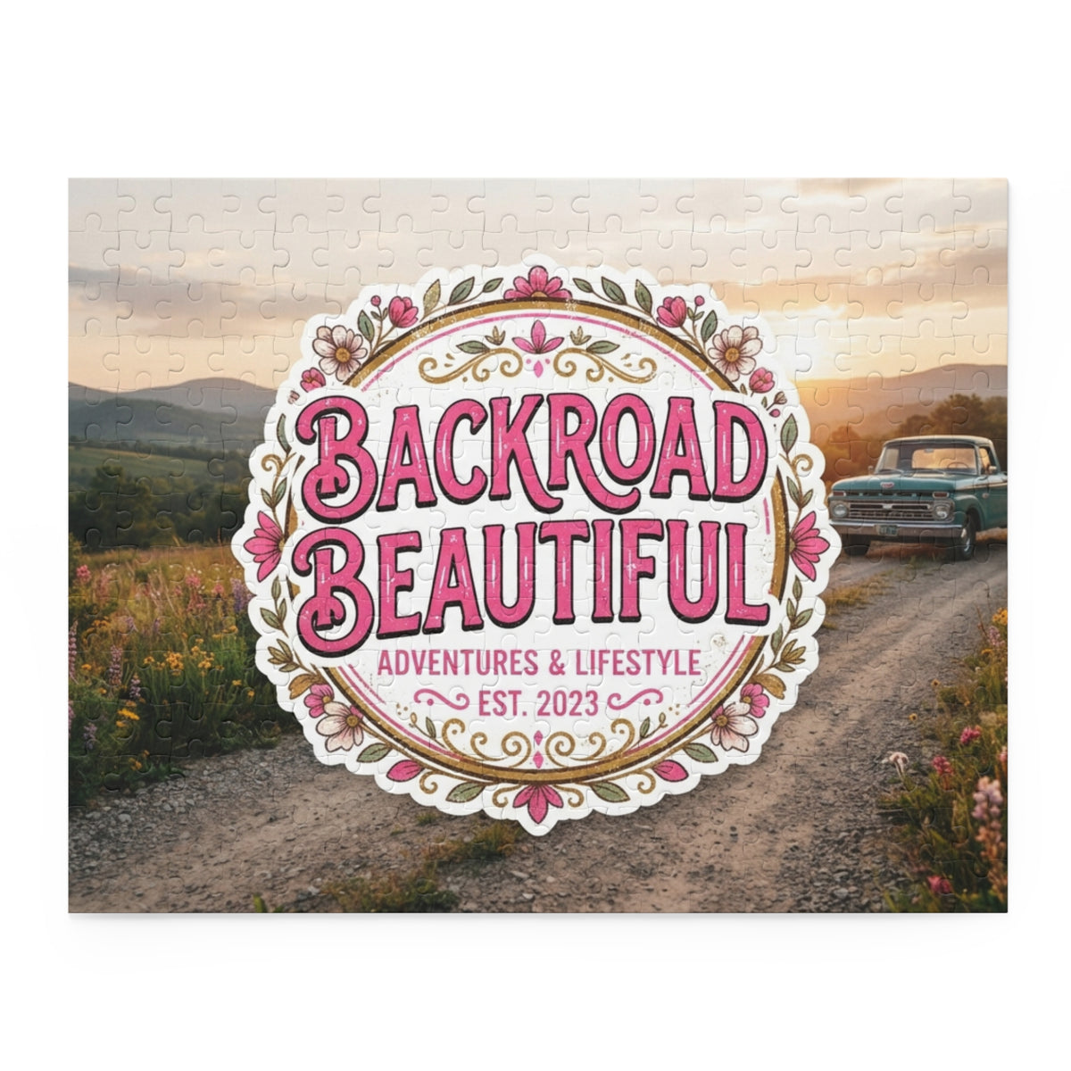 Backroad Beautiful Scenic Puzzle — "Backroad Beautiful" Vintage Truck Jigsaw (120/252/500 pc)