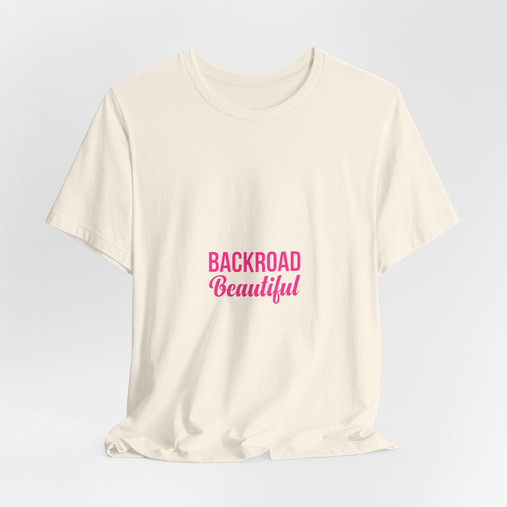 Backroad Beautiful Tee — Pink Script Graphic T‑Shirt