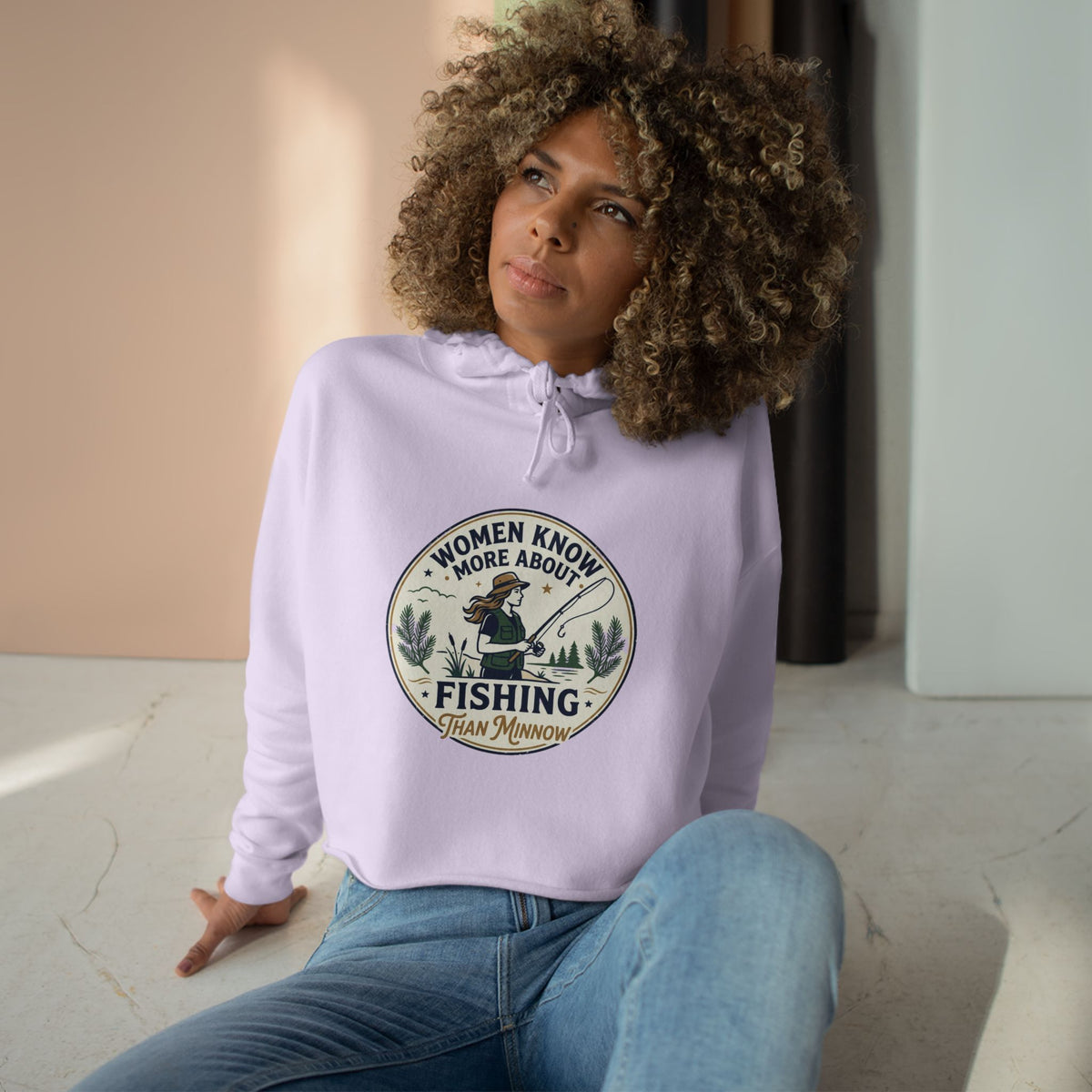 Women Know More Than Minnow Crop Hoodie