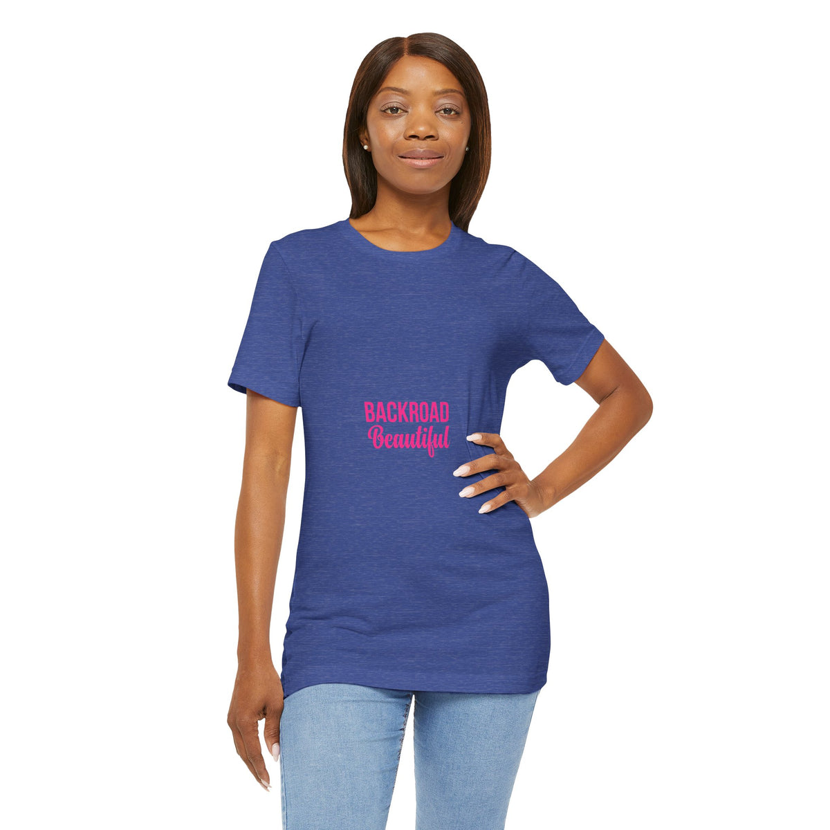 Backroad Beautiful Tee — Pink Script Graphic T‑Shirt