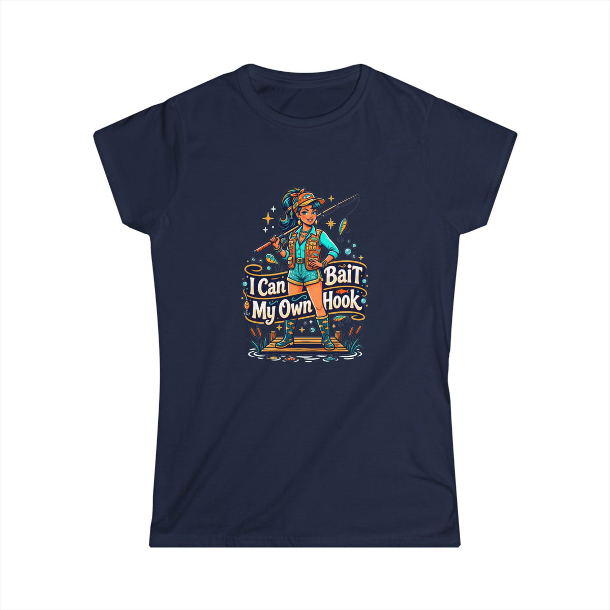 I can bait my own hook Women's Softstyle Tee