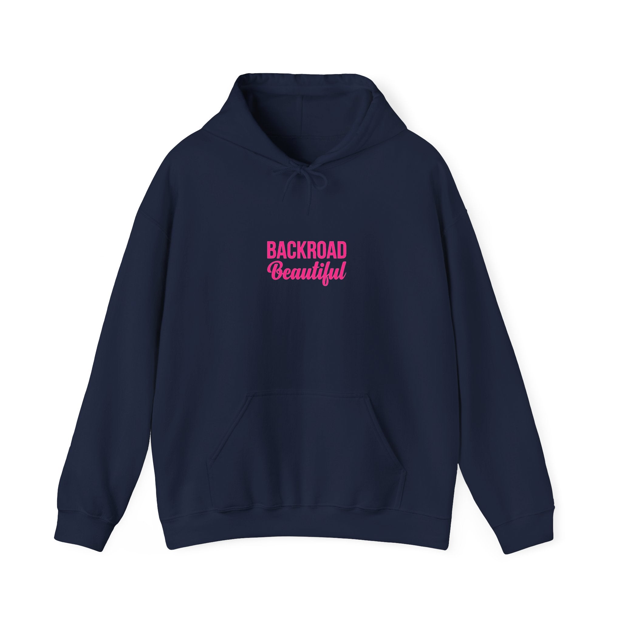 Backroad Beautiful Hoodie — Pink Script Graphic Hooded Sweatshirt