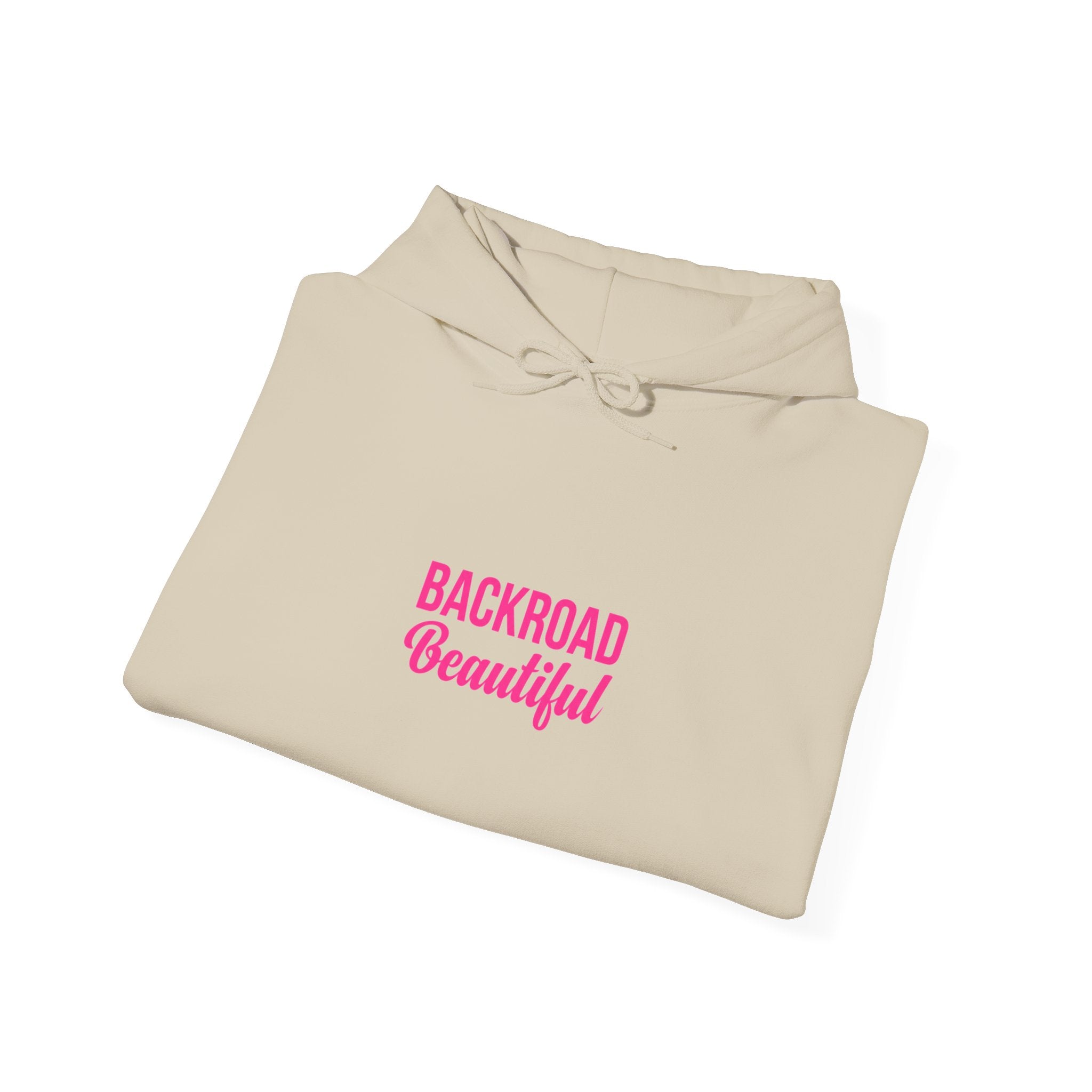 Backroad Beautiful Hoodie — Pink Script Graphic Hooded Sweatshirt