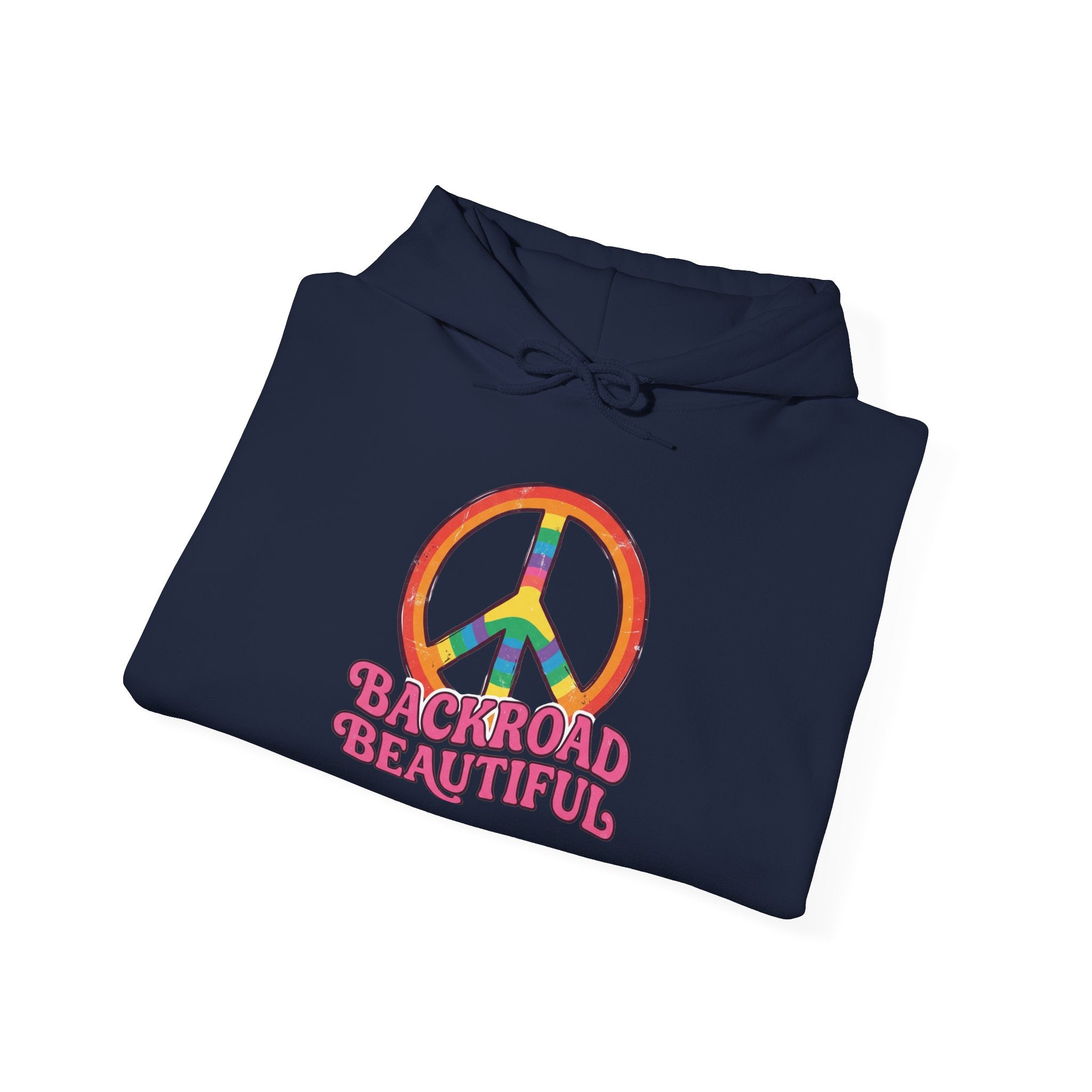 Peace Sign "Backroad Beautiful" Hoodie - Retro Rainbow Hippie Pullover