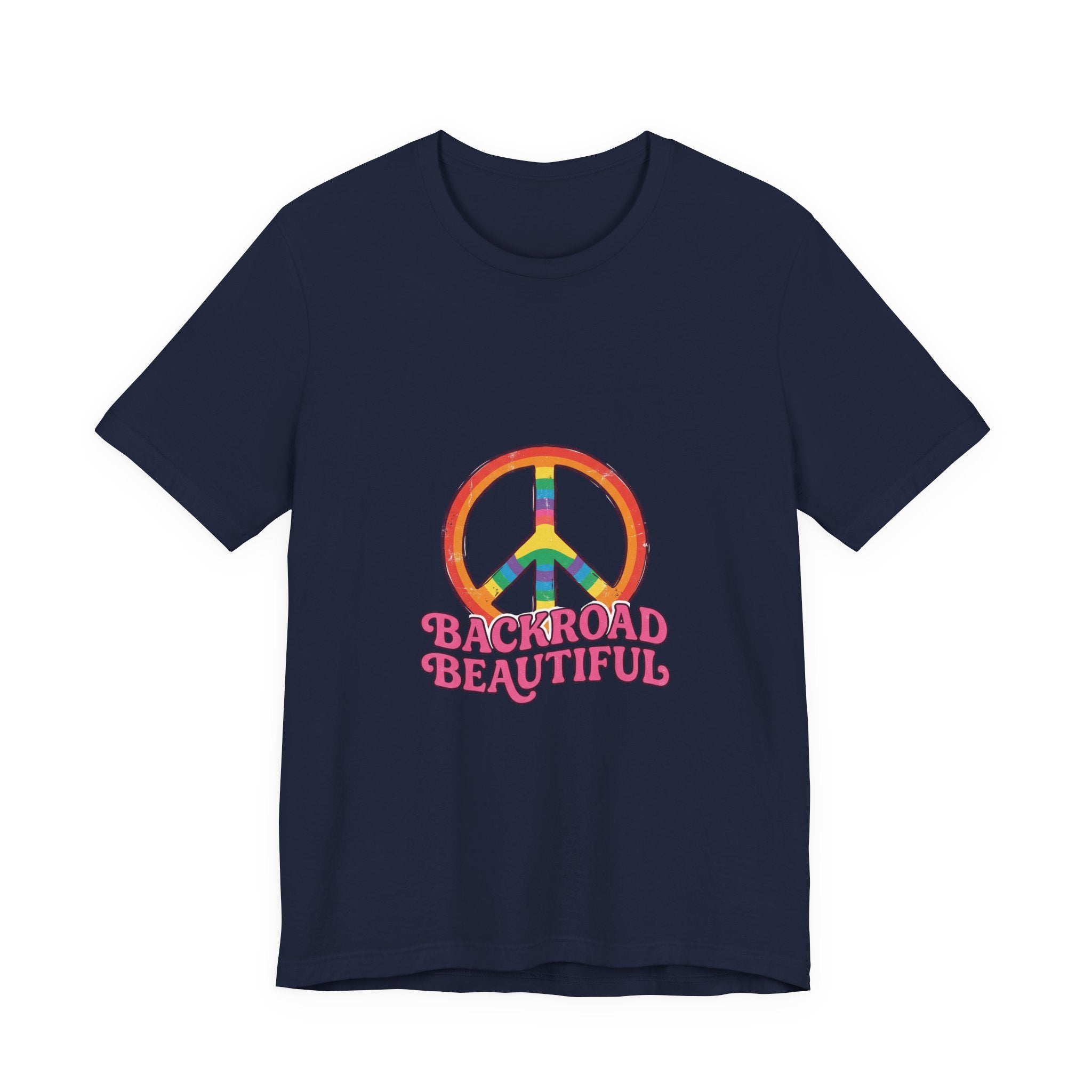 Backroad Beautiful Peace Sign Tee — Retro Rainbow Graphic T-Shirt