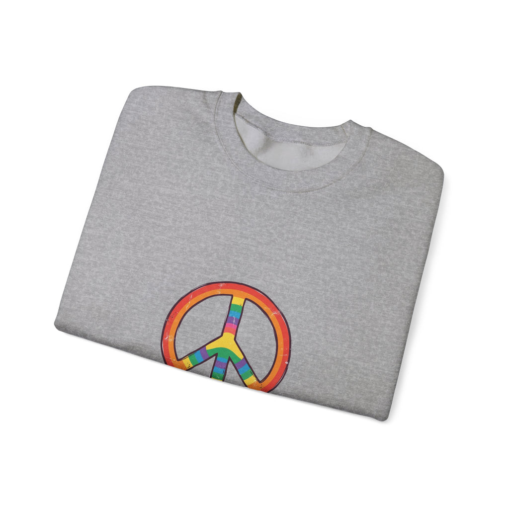 Backroad Beautiful Peace Sign Sweatshirt - Retro Rainbow Crewneck