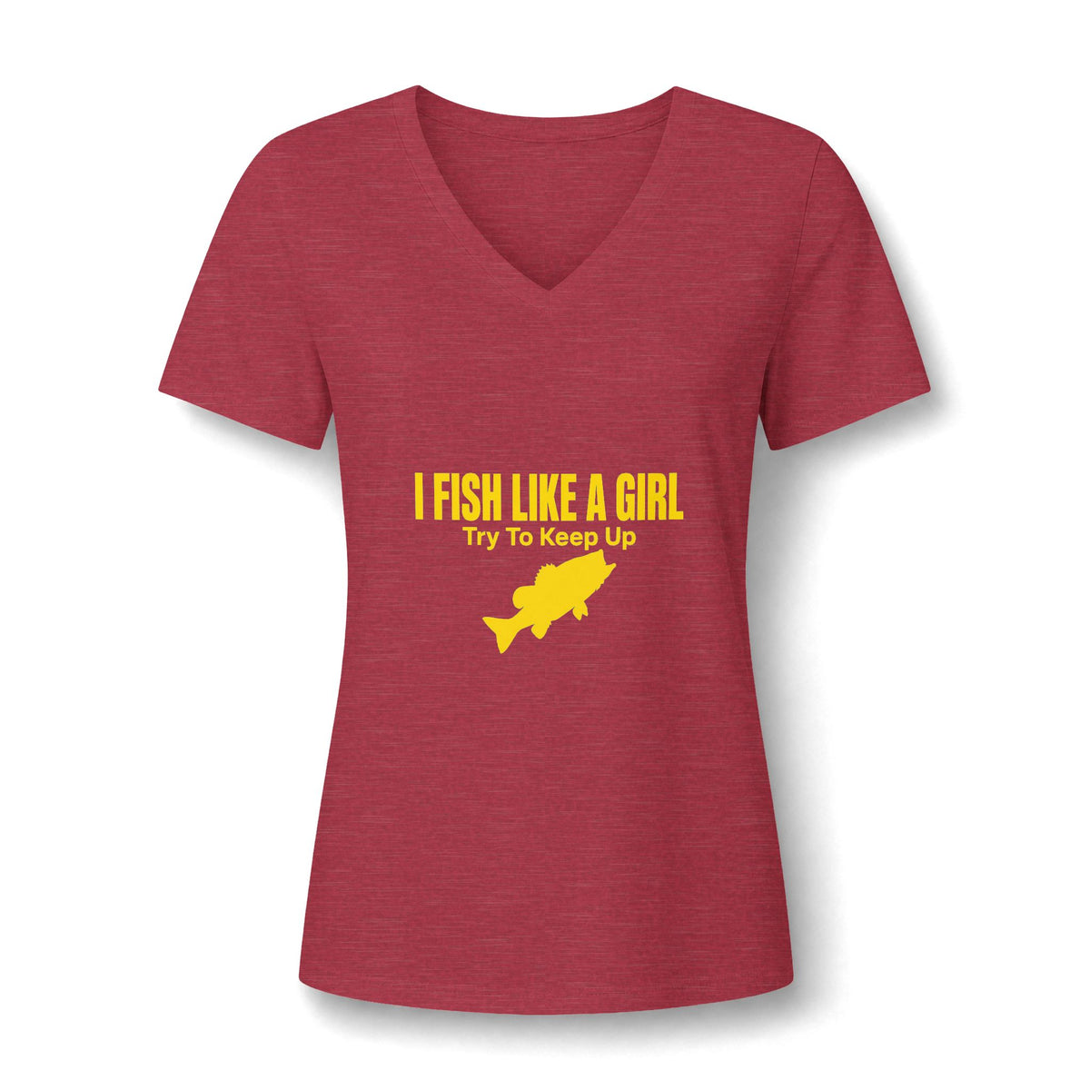 Fish Like a Girl Women's Relaxed Heather CVC V-Neck Tee