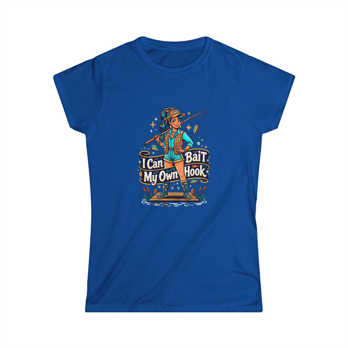 I can bait my own hook Women's Softstyle Tee