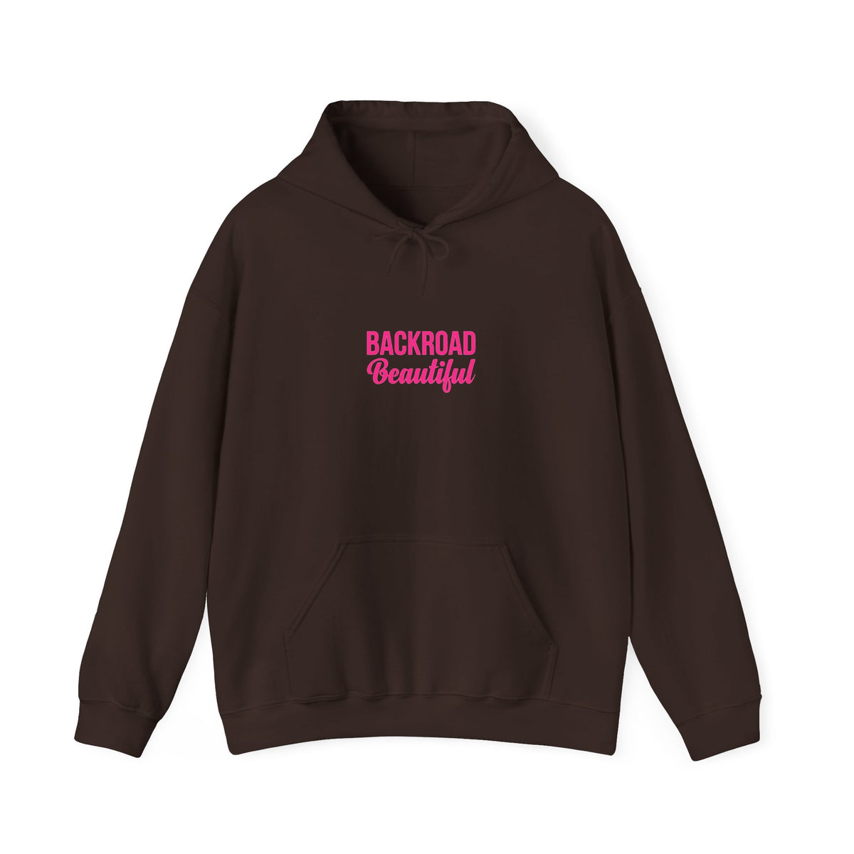 Backroad Beautiful Hoodie — Pink Script Graphic Hooded Sweatshirt