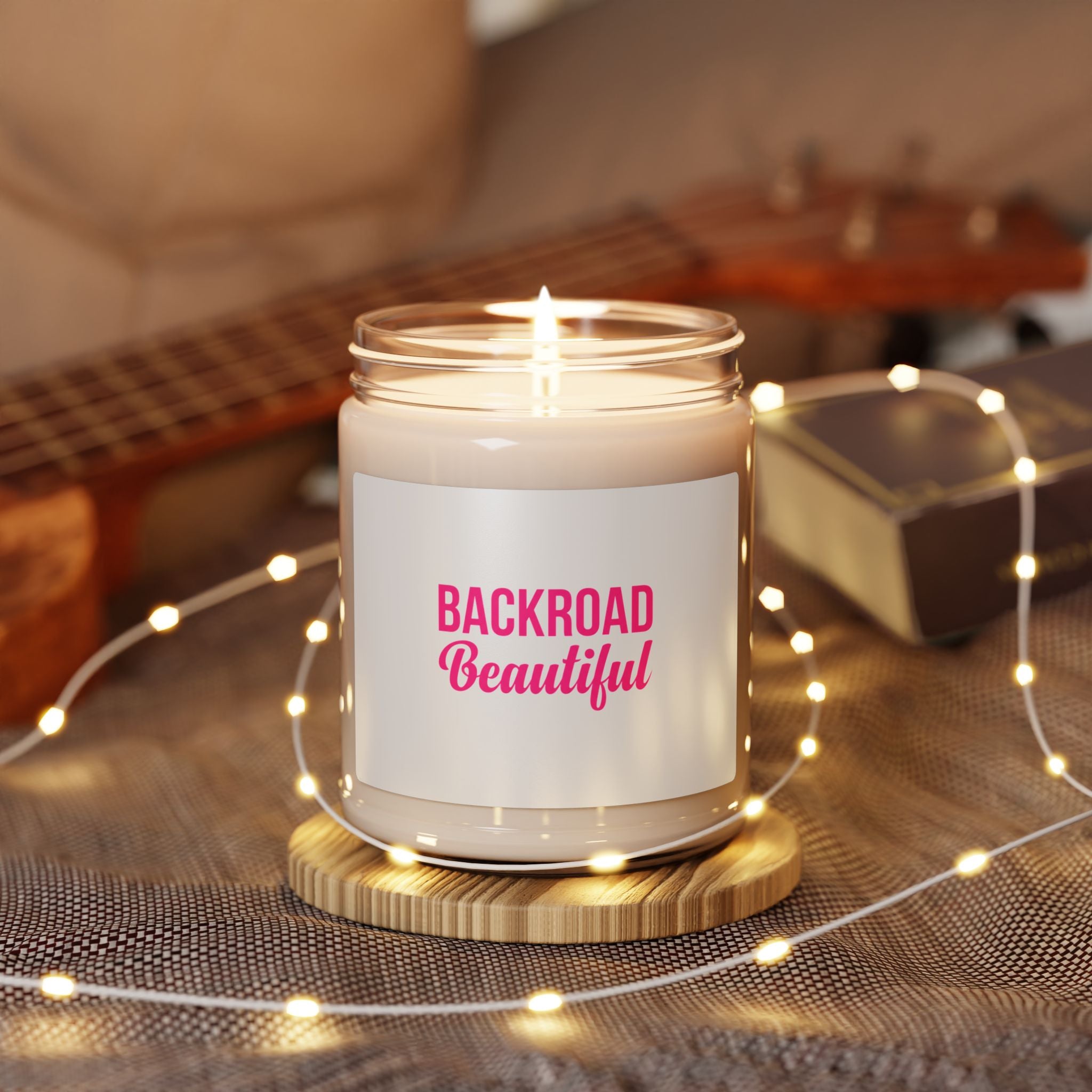 Backroad Beautiful Scented Soy Candle — 9oz Travel Vibe, Pink Typography