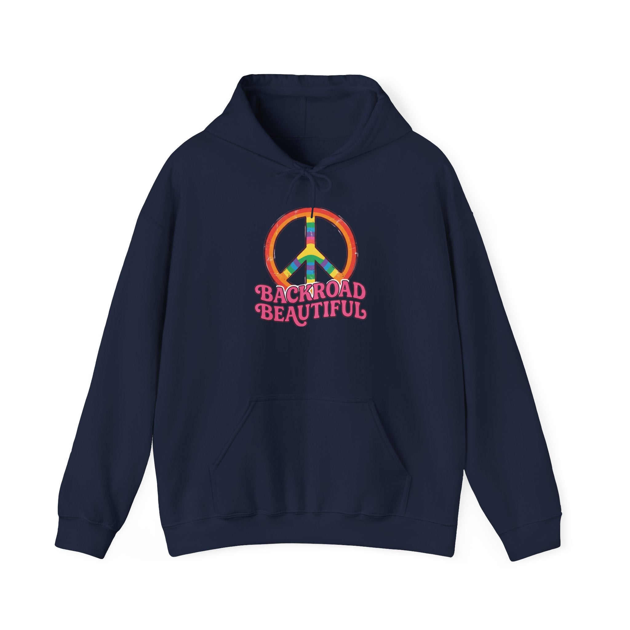 Peace Sign "Backroad Beautiful" Hoodie - Retro Rainbow Hippie Pullover