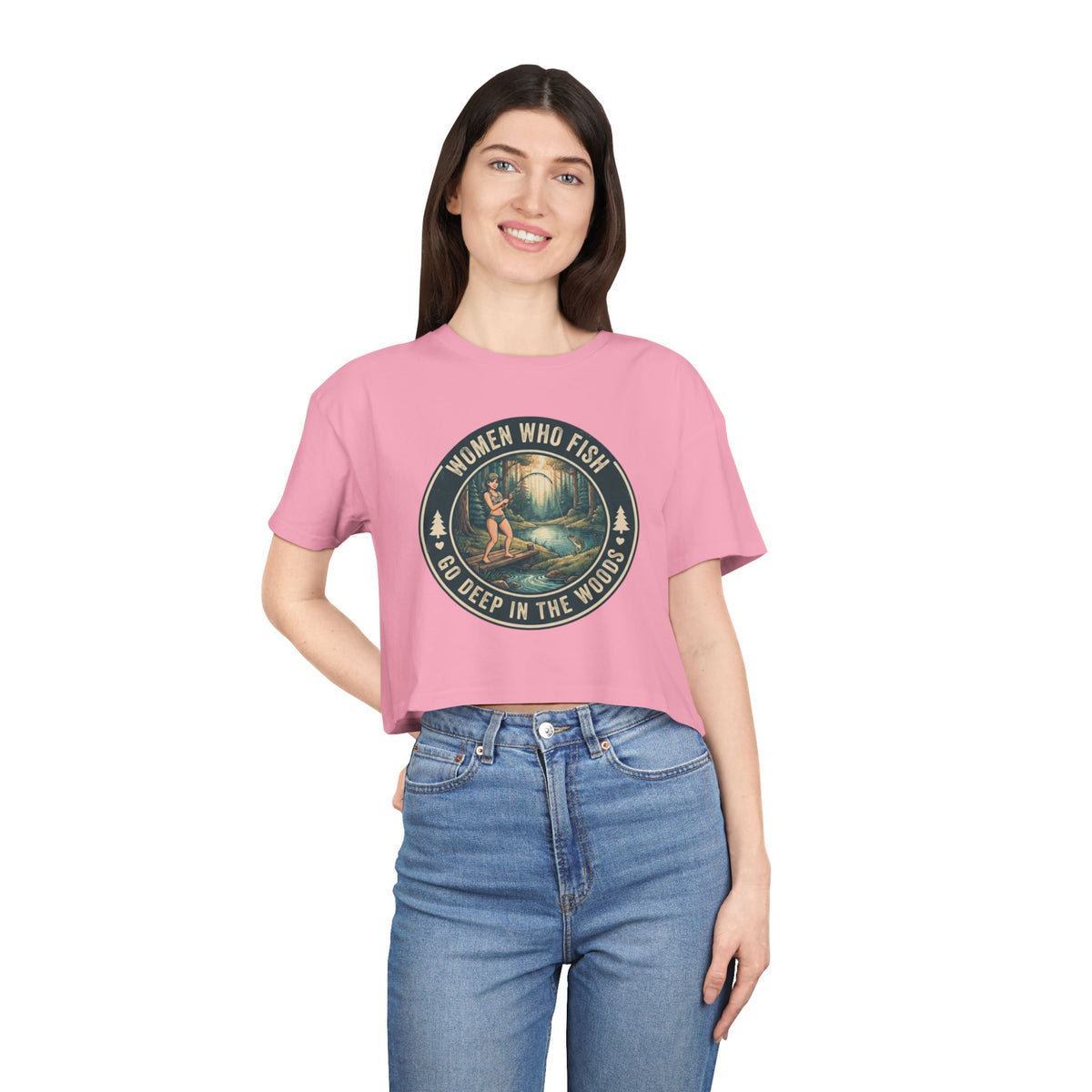 Women Go Deep in the Woods Women's Crop Tee