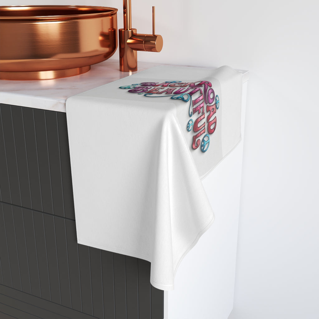 Backroad Beautiful Hand Towel — Retro Peace Sign Kitchen & Bathroom Linen