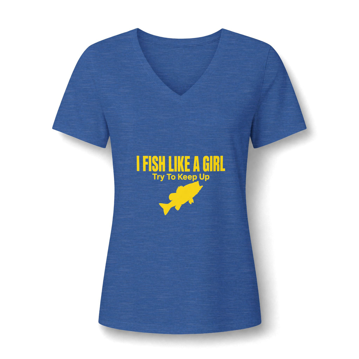 Fish Like a Girl Women's Relaxed Heather CVC V-Neck Tee
