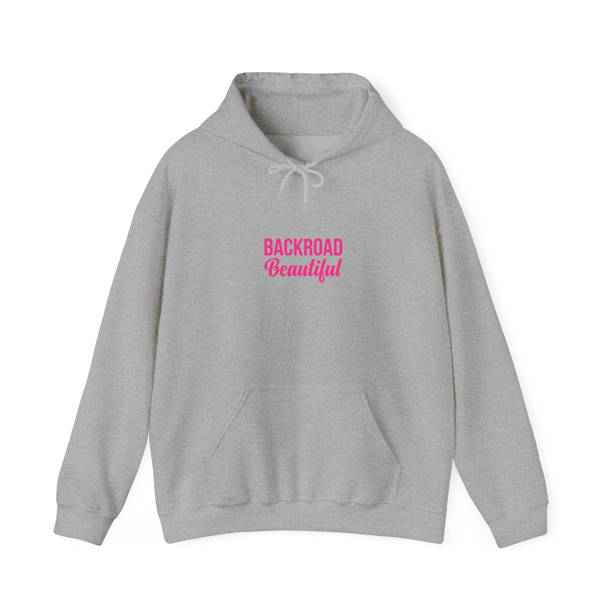 Backroad Beautiful Hoodie — Pink Script Graphic Hooded Sweatshirt