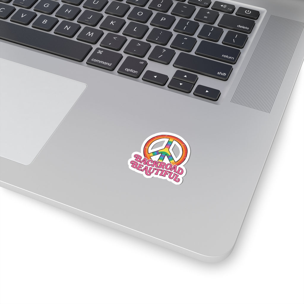 Backroad Beautiful Peace Sign Sticker — Rainbow Kiss-Cut Vinyl