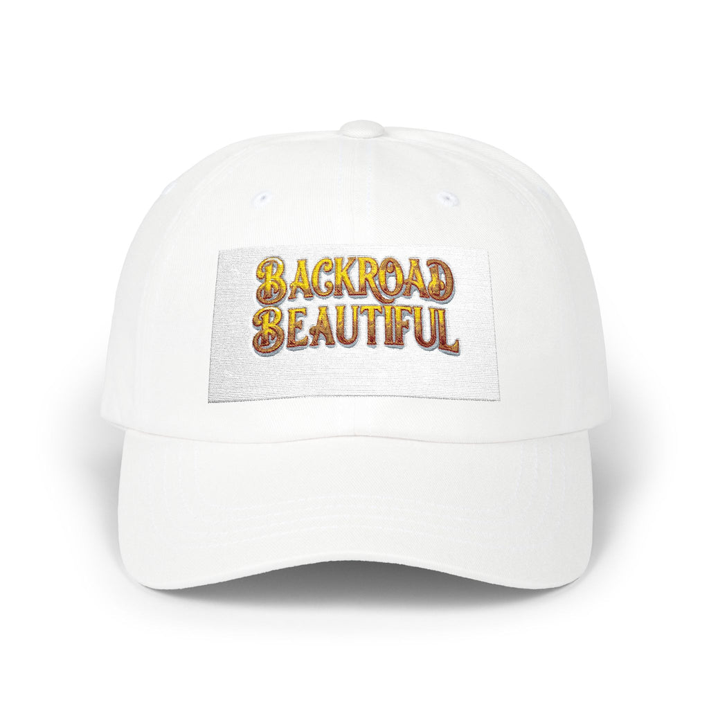 Classic Dad Cap — 'Backroads Beautiful' Embroidered White Baseball Hat