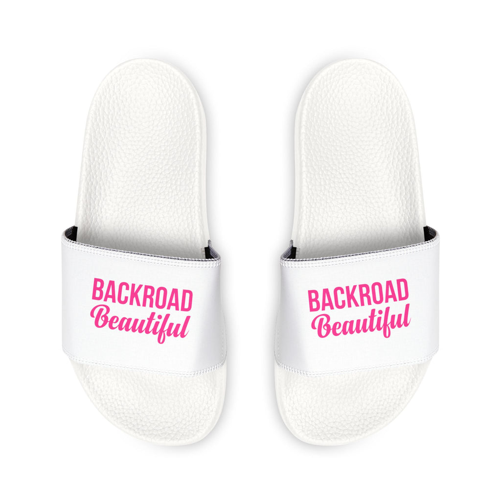 Women's Removable-Strap Slide Sandals — White Strap with Pink Accent