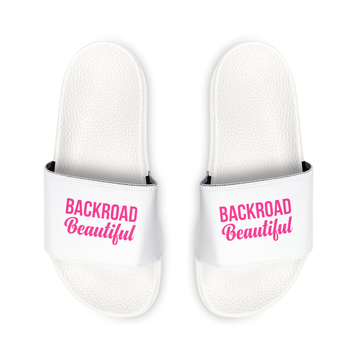 Women's Removable-Strap Slide Sandals — White Strap with Pink Accent