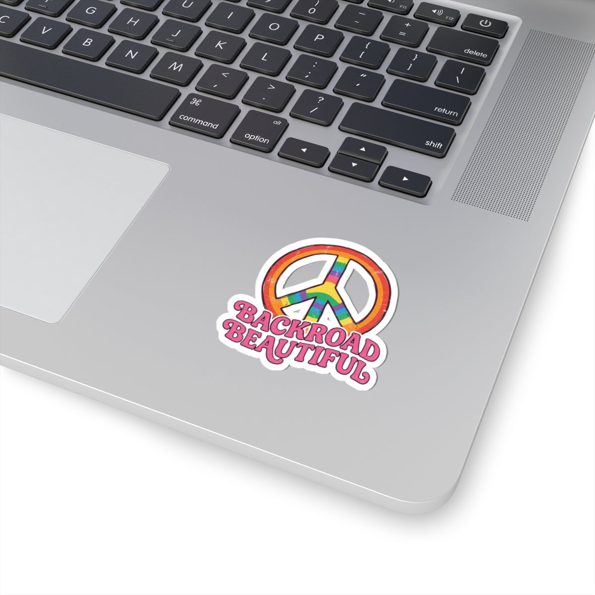 Backroad Beautiful Peace Sign Sticker — Rainbow Kiss-Cut Vinyl
