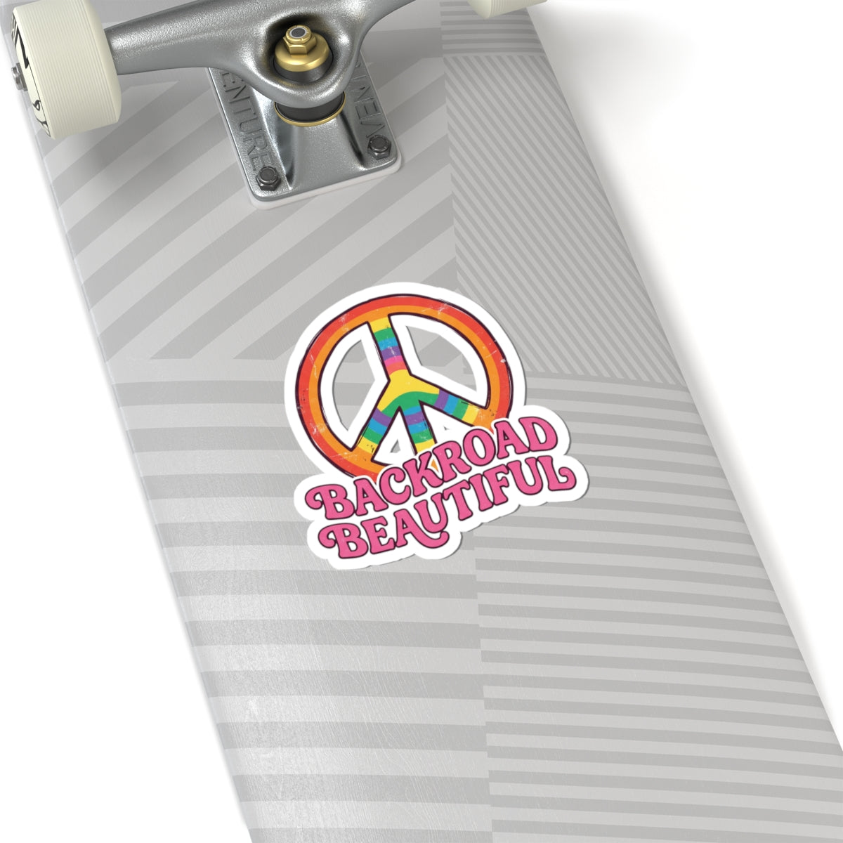 Backroad Beautiful Peace Sign Sticker — Rainbow Kiss-Cut Vinyl
