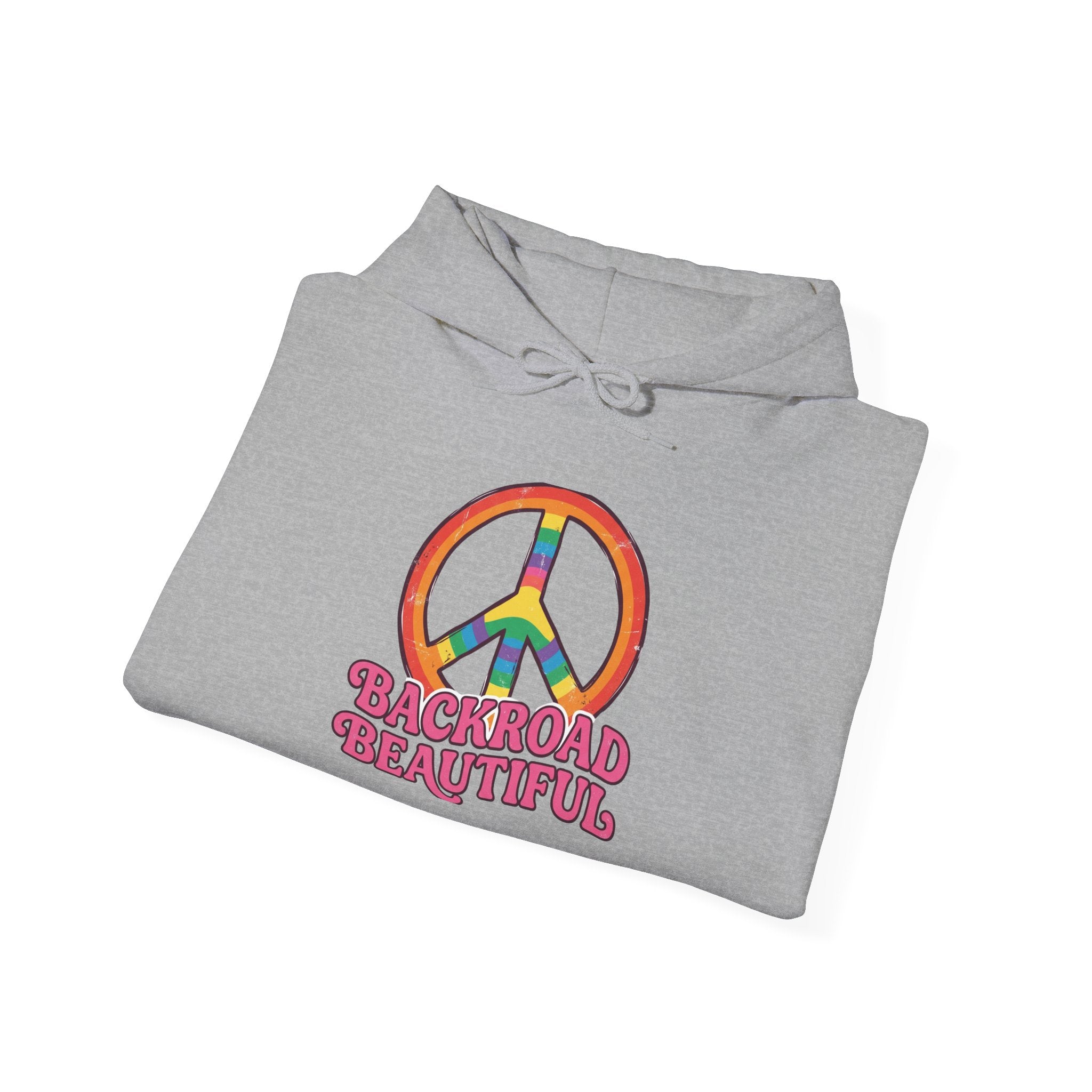 Peace Sign "Backroad Beautiful" Hoodie - Retro Rainbow Hippie Pullover