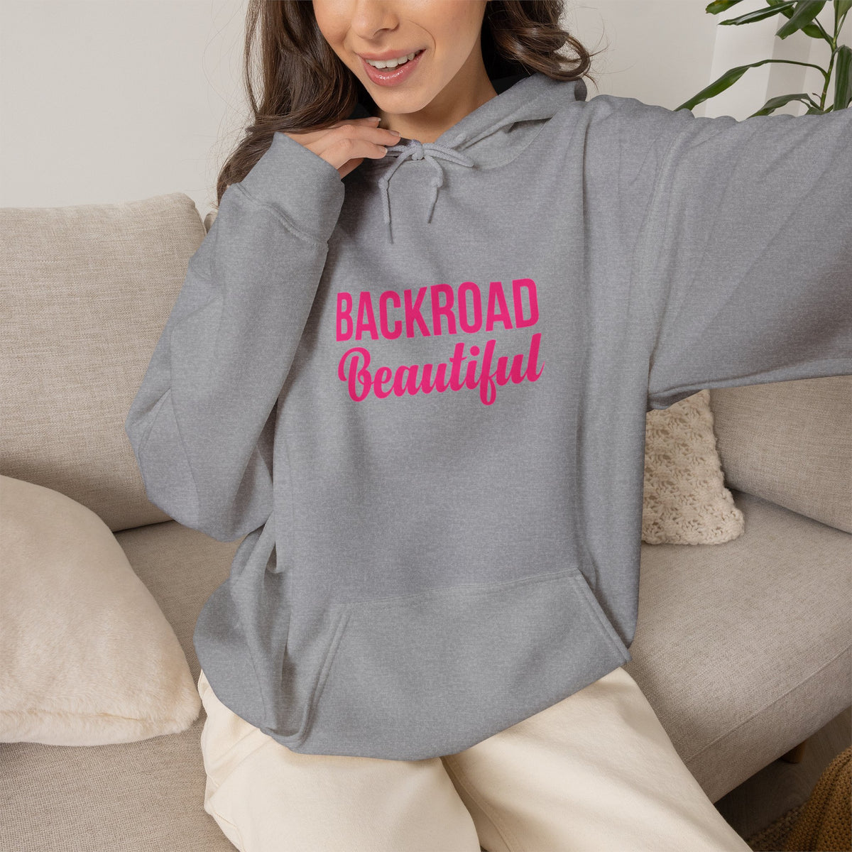 Backroad Beautiful Hoodie - Pink Script Pullover