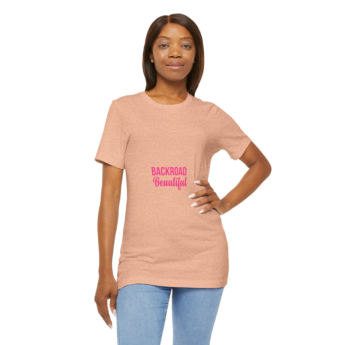 Backroad Beautiful Tee — Pink Script Graphic T‑Shirt