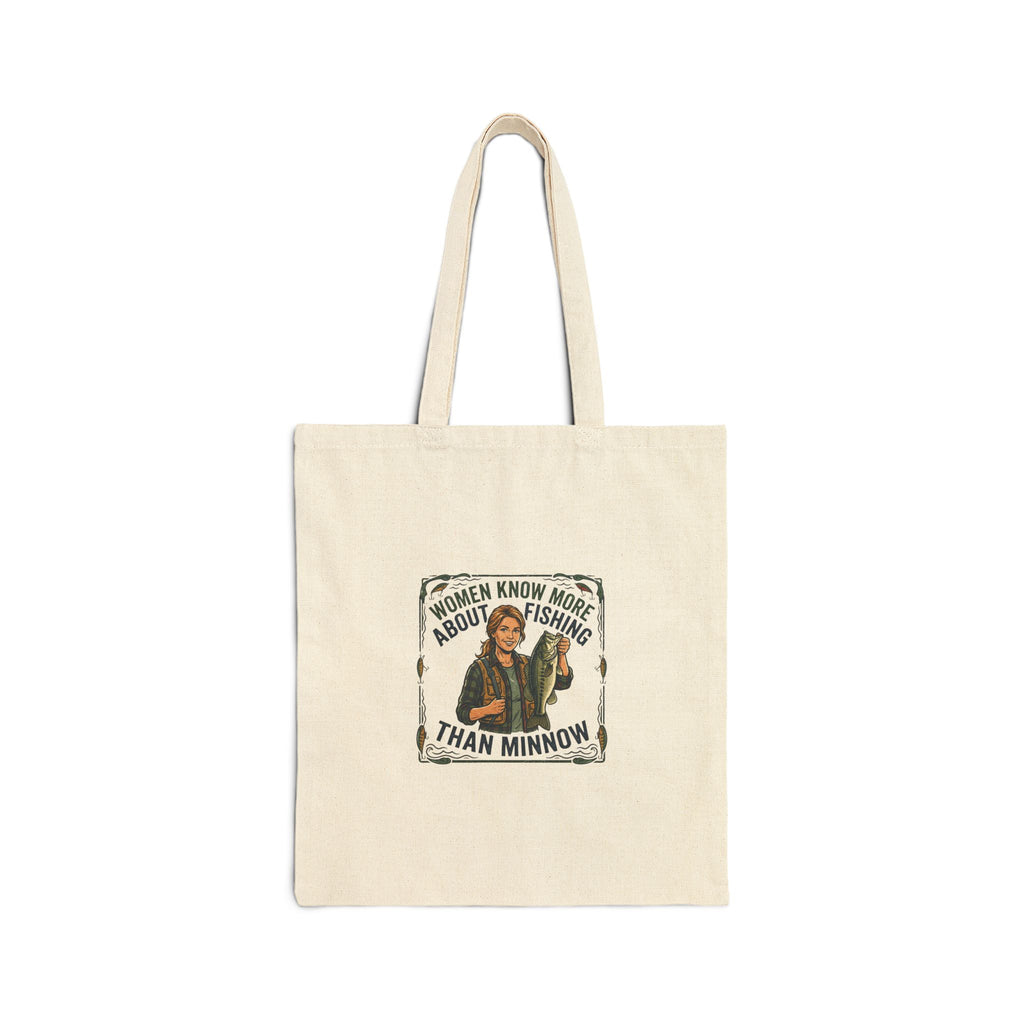 Tote Bag — "Women Know More About Fishing Than Minnow" Vintage Fishing Tote